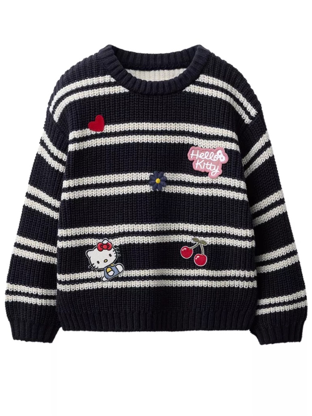 Striped Knit Hello Kitty Sanrio patch sweater